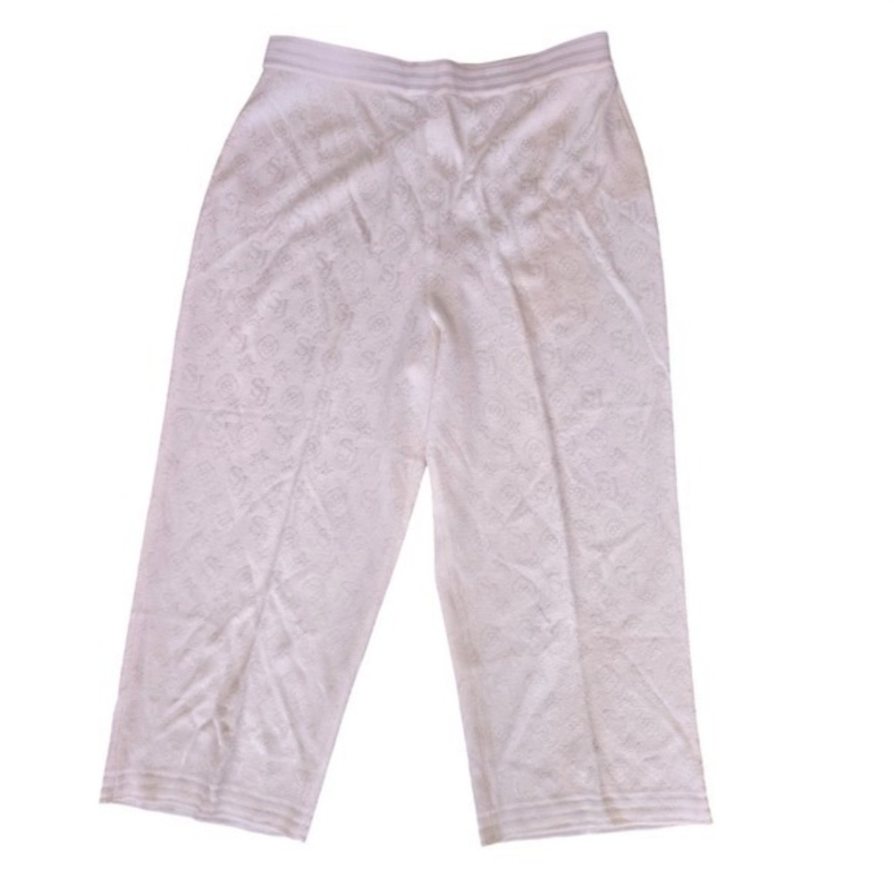 St John Sport Cream Monogram Knit Cropped Pants Logo‎ Floral Size L